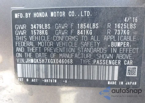 2016 Honda Fit Ex from USA, damaged, VIN JHMGK5H7XGX046068